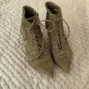 Charles by Charles David Olive Heeled Lace Up Bootie